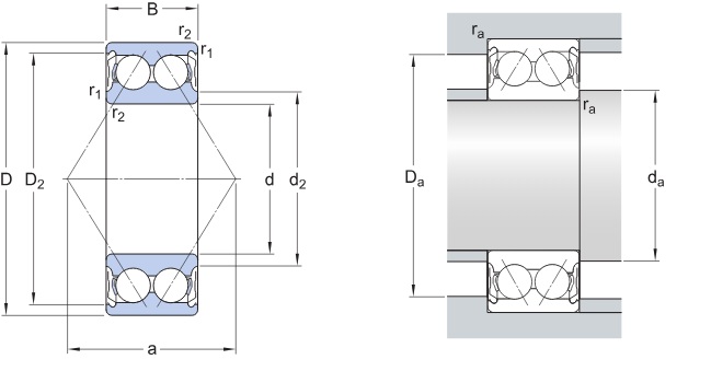 Vòng Bi Cầu Tiếp Xúc Góc SKF 3309 A-2Z_drawing