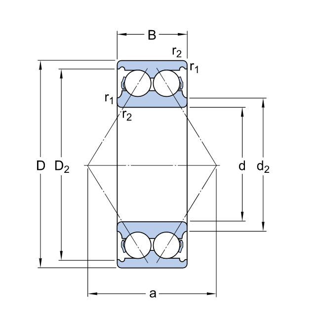 Vòng Bi Cầu Tiếp Xúc Góc 3211 A_drawing