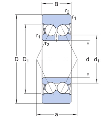 Vòng Bi Cầu Tiếp Xúc Góc SKF 305800 C-2Z_drawing