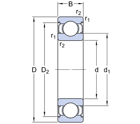 Vòng Bi Cầu Rãnh Sâu 6205-2Z/AEM3/C3_drawing