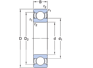 Vòng Bi Cầu Rãnh Sâu 6206-2Z/AEM3_drawing