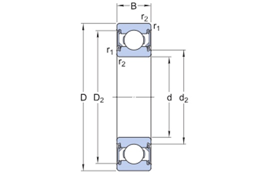 Vòng Bi Cầu Rãnh Sâu 6204-2RSH/AEM3_drawing
