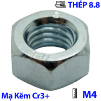 Tán Thép Mạ Kẽm Trắng Cr3+ 8.8 DIN934 M4