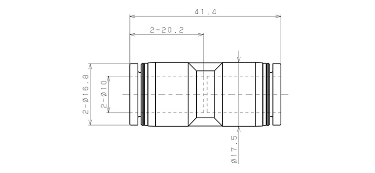 Đầu Nối Nhanh Khí Nén Thẳng Phi 10mm Pisco PU10_drawing