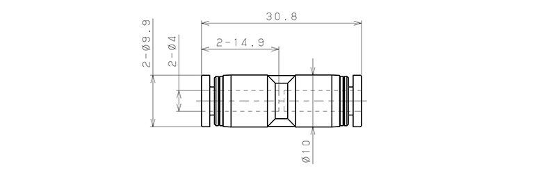 Đầu Nối Nhanh Khí Nén Thẳng Phi 4mm Pisco PU4_drawing