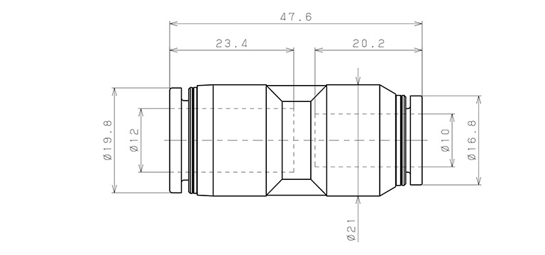 Đầu Nối Giảm Khí Nén Thẳng Phi 12-10mm Pisco PG12-10_drawing