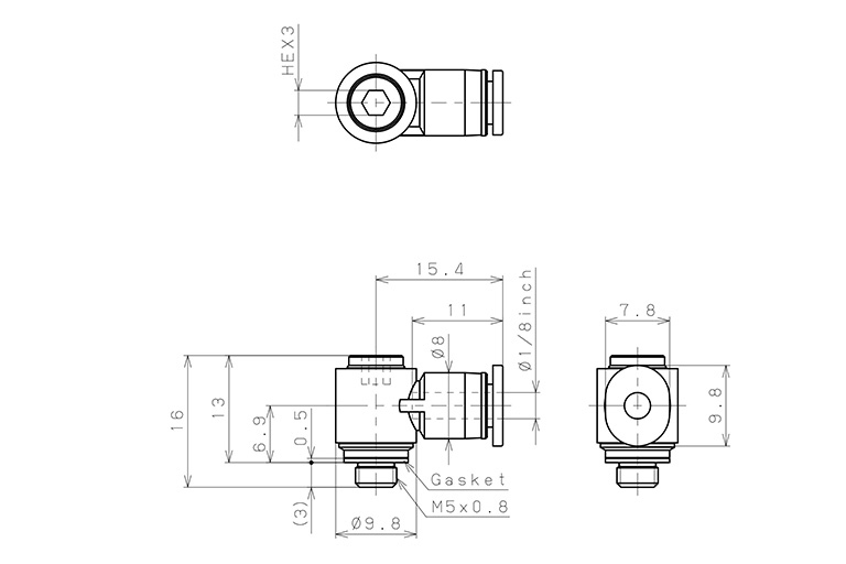 Đầu Nối Nhanh Khí Nén Dạng Cong 90° Đầu Lục Giác Chìm Ren Ngoài Pisco POL1/8-M5M_drawing