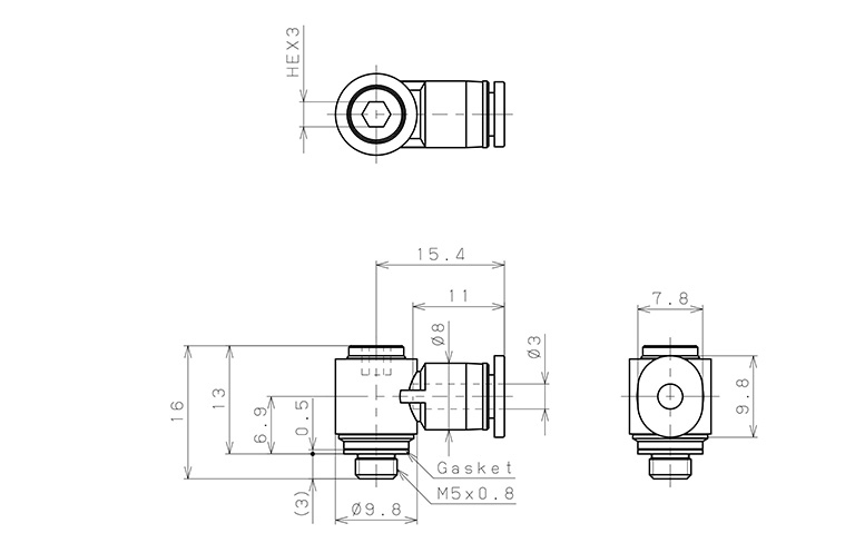Đầu Nối Nhanh Khí Nén Dạng Cong 90° Đầu Lục Giác Chìm Ren Ngoài Pisco POL3-M5M_drawing
