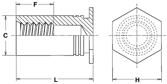 Trụ Chêm Ép Ren Trong Thép Loại BSO-M3-5_drawing