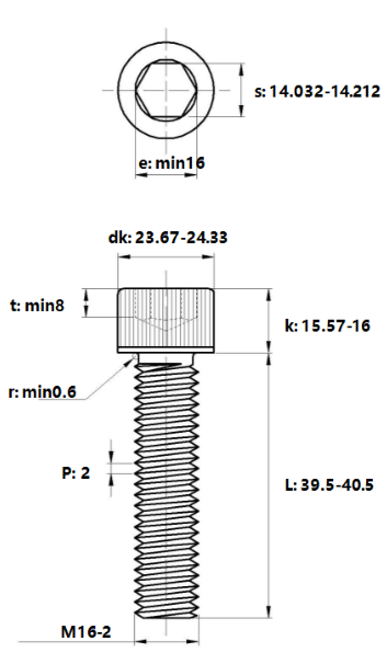 Lục Giác Chìm Đầu Trụ Inox 304 DIN912 M16x40_drawing