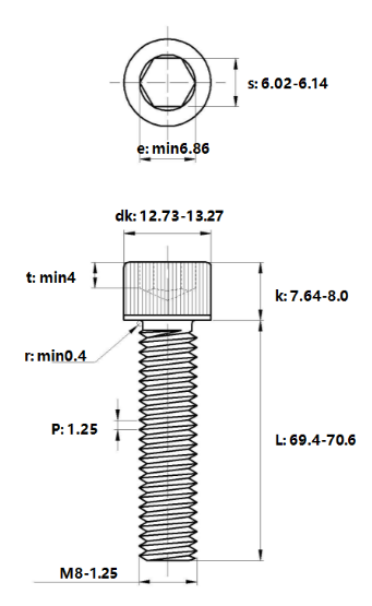 Lục Giác Chìm Đầu Trụ Inox 304 DIN912 M8x70_drawing