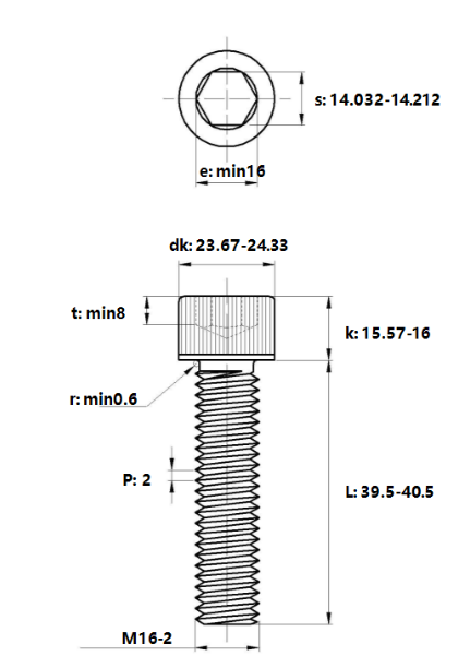 Lục Giác Chìm Đầu Trụ Inox 316 DIN912 M16x40_drawing