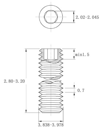Vít Trí Đuôi Bằng Thép Đen 10.9 DIN913 M4x3_drawing
