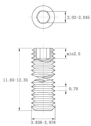 Vít Trí Đuôi Bằng Thép Mạ Kẽm 10.9 DIN913 M4x12_drawing