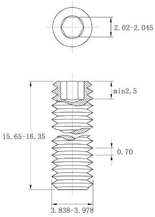 Vít Trí Đuôi Bằng Thép Mạ Kẽm 10.9 DIN913 M4x16_drawing