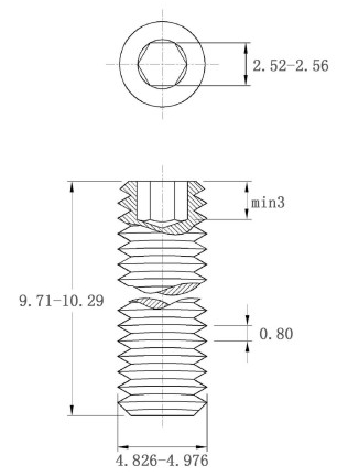 Vít Trí Đuôi Bằng Thép Mạ Kẽm 10.9 DIN913 M5x10_drawing