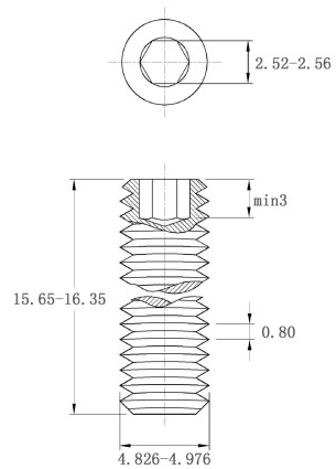 Vít Trí Đuôi Bằng Thép Mạ Kẽm 10.9 DIN913 M5x16_drawing