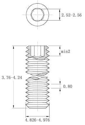 Vít Trí Đuôi Bằng Thép Mạ Kẽm 10.9 DIN913 M5x4_drawing