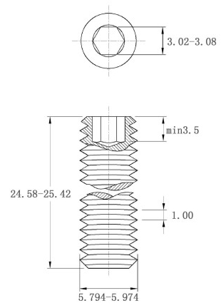 Vít Trí Đuôi Bằng Thép Mạ Kẽm 10.9 DIN913 M6x25_drawing