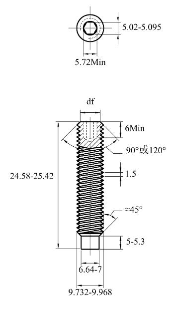 Vít Trí Đuôi Trụ Thép Đen 10.9 DIN915 M10x25_drawing