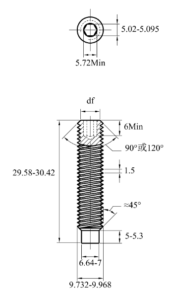 Vít Trí Đuôi Trụ Thép Đen 10.9 DIN915 M10x30_drawing