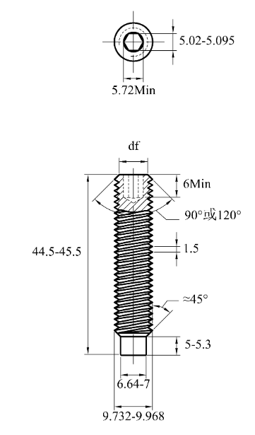 Vít Trí Đuôi Trụ Thép Đen 10.9 DIN915 M10x45_drawing
