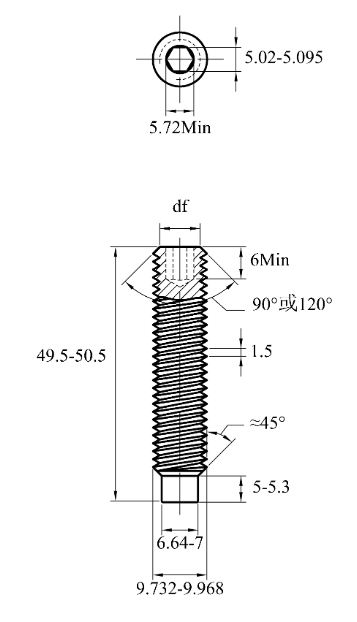 Vít Trí Đuôi Trụ Thép Đen 10.9 DIN915 M10x50_drawing