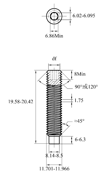 Vít Trí Đuôi Trụ Thép Đen 10.9 DIN915 M12x20_drawing