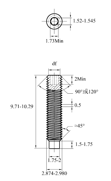 Vít Trí Đuôi Trụ Thép Đen 10.9 DIN915 M3x10_drawing