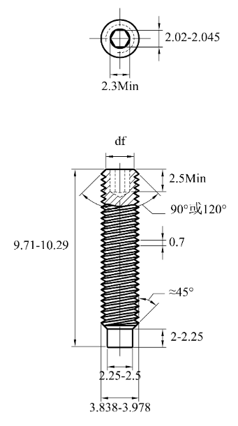 Vít Trí Đuôi Trụ Thép Đen 10.9 DIN915 M4x10_drawing
