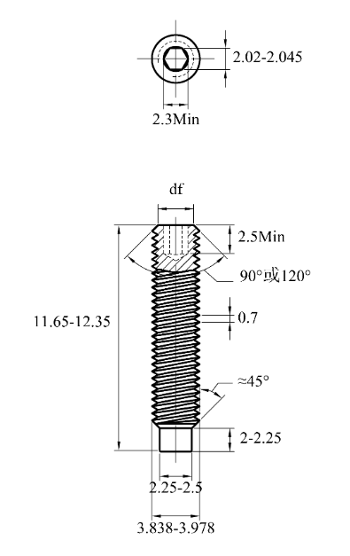 Vít Trí Đuôi Trụ Thép Đen 10.9 DIN915 M4x12_drawing