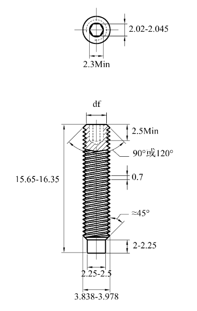 Vít Trí Đuôi Trụ Thép Đen 10.9 DIN915 M4x16_drawing