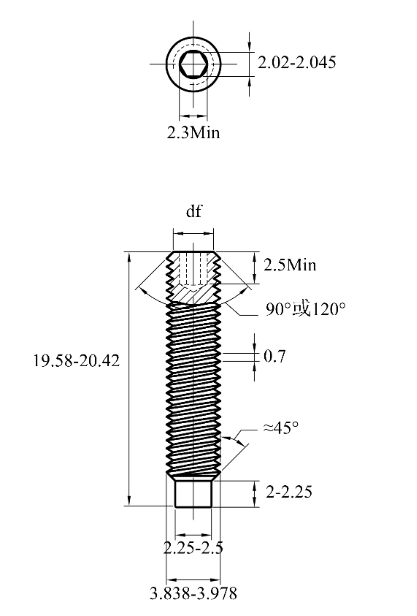 Vít Trí Đuôi Trụ Thép Đen 10.9 DIN915 M4x20_drawing
