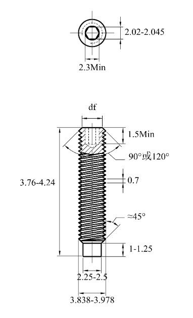 Vít Trí Đuôi Trụ Thép Đen 10.9 DIN915 M4x4_drawing