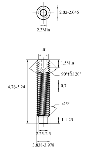 Vít Trí Đuôi Trụ Thép Đen 10.9 DIN915 M4x5_drawing