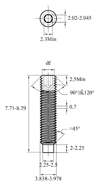 Vít Trí Đuôi Trụ Thép Đen 10.9 DIN915 M4x8_drawing