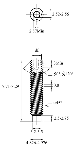 Vít Trí Đuôi Trụ Thép Đen 10.9 DIN915 M5x8_drawing