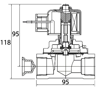 Van Điện Từ Khí Nén Solenoid 2/2 1 Coil Parker Size PT1 NKV-25N-H-1F-4K_drawing