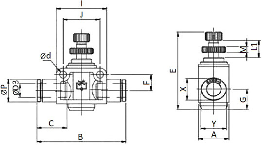 Van Tiết Lưu 2 Đầu Ống SANG-A GNSF10_drawing