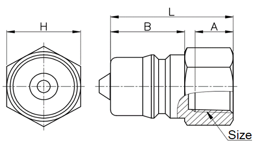 Khớp Nối Nhanh Khí Nén Đực Ren Trong Rc1/8 Đồng CDC SP 01P_drawing