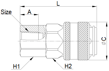 Đầu Nối Khí Nhanh Cái - Ren Trong CDC OSF 30_drawing