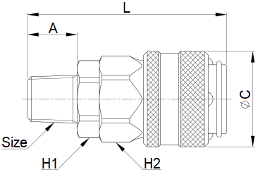 Đầu Nối Khí Nhanh Cái - Ren Ngoài CDC OSM 20_drawing