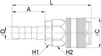 Đầu Nối Khí Nhanh Cái - Nối Ống CDC OSH 20_drawing