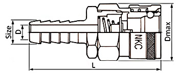 Khớp Nối Nhanh Bi Cái - Nối Ống NKC NL-23SH (3/8Inch) Dây Ø10_drawing