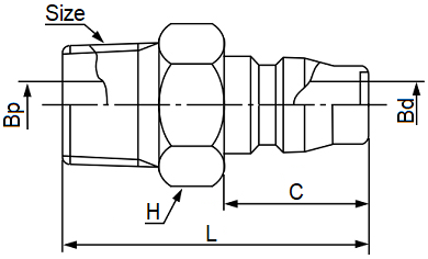 Khớp Nối Nhanh Bi Đực - Ren Ngoài Nitto 20PM R1/4_drawing