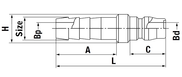 Khớp Nối Nhanh Bi Đực - Nối Ống Nitto 1/2Inch 40PH_drawing