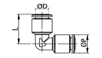 Đầu Nối Khí Cong - Đồng CDC BUL-06_drawing