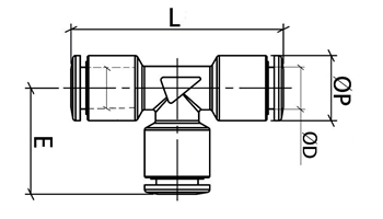 Đầu Nối Nhanh Khí Nén Chữ T Đồng Phi 4mm CDC BUT 0400_drawing