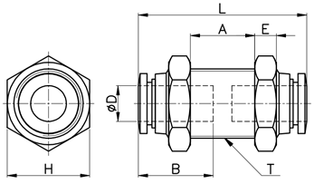 Đầu Nối Khí Đẩy Thẳng Cố Định CDC PMM 12_drawing