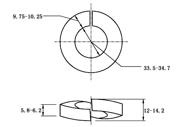 Lông Đền Vênh Thép Đen DIN127 M33_drawing